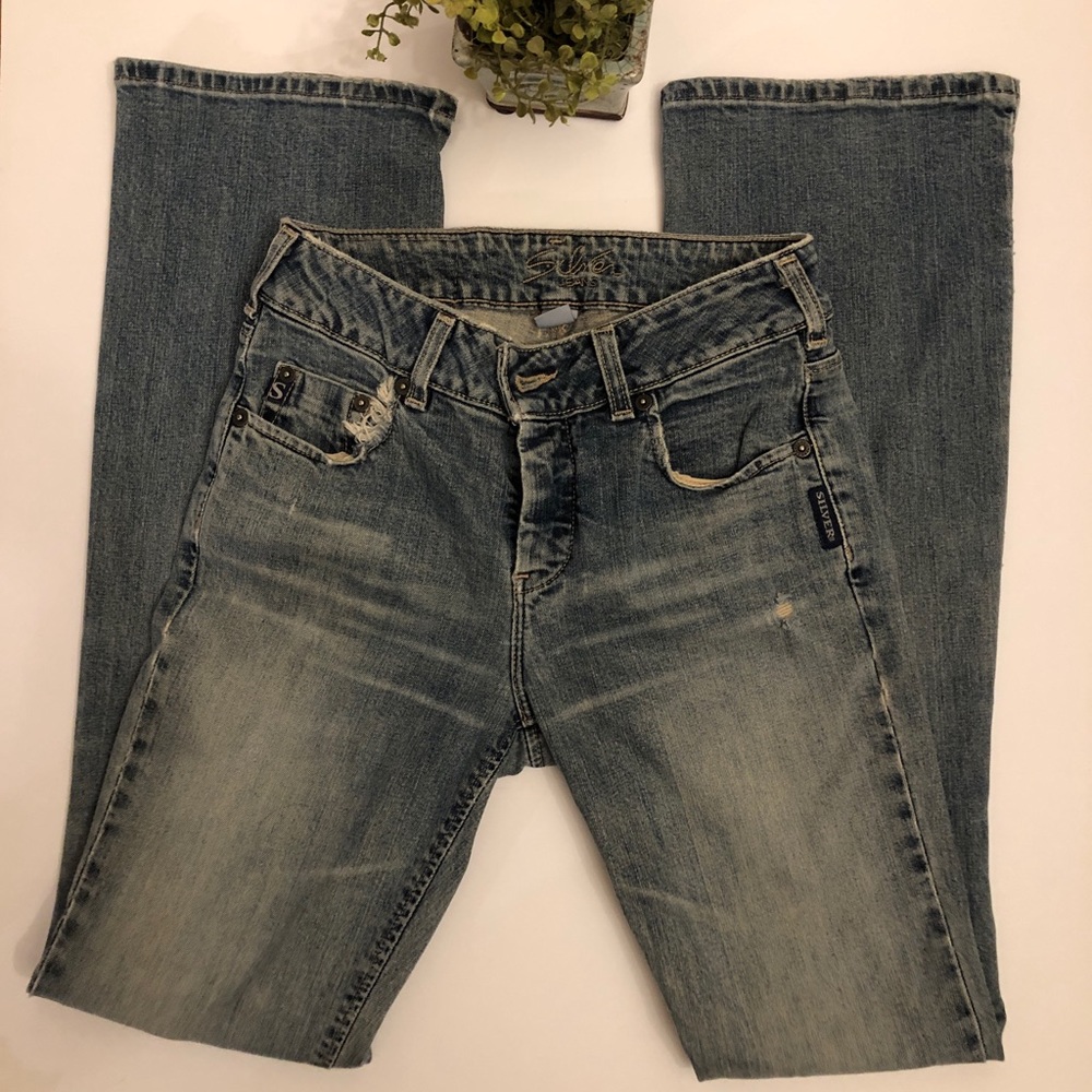 Silver distressed jeans